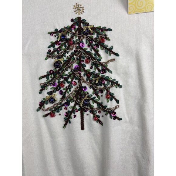 Quacker Factory Sweater Womens Large Embellished Christmas Tree Pullover QVC - Picture 2 of 8